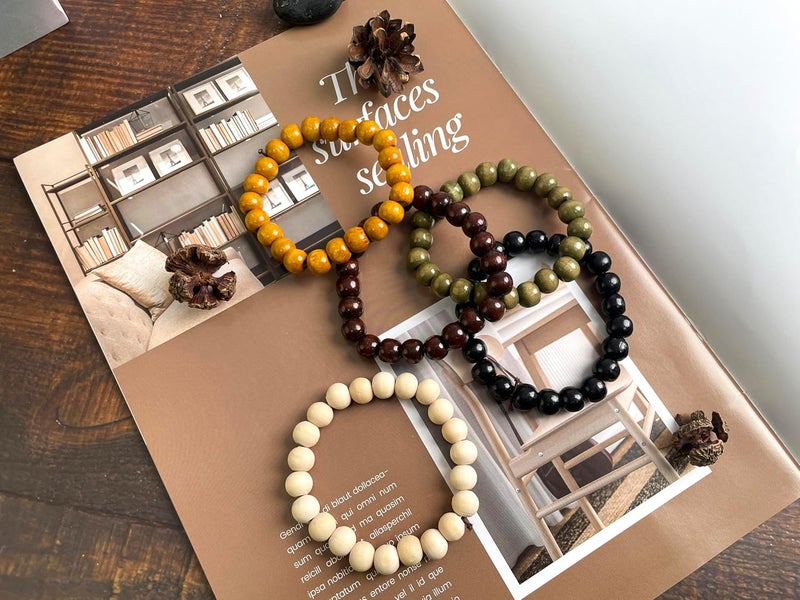 Milakoo 5 Pcs Wooden Beaded Bracelet Bangle for Men and Women Elastic - Image 5